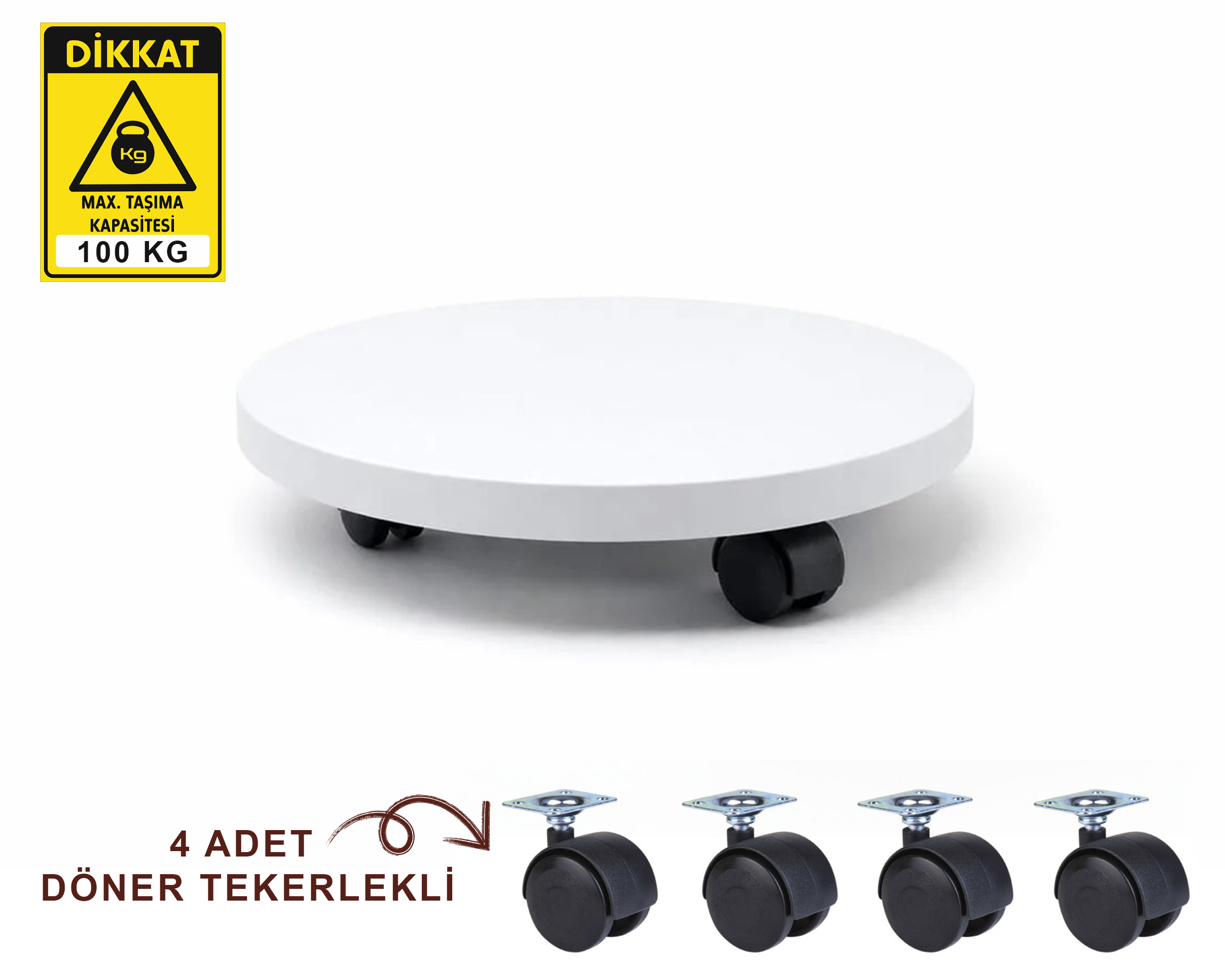 Yuvarlak Tekerlekli Saksı Altlığı 32 CM | Damacana ve Tüp Altlığı Hareketli Saksı Sehpası